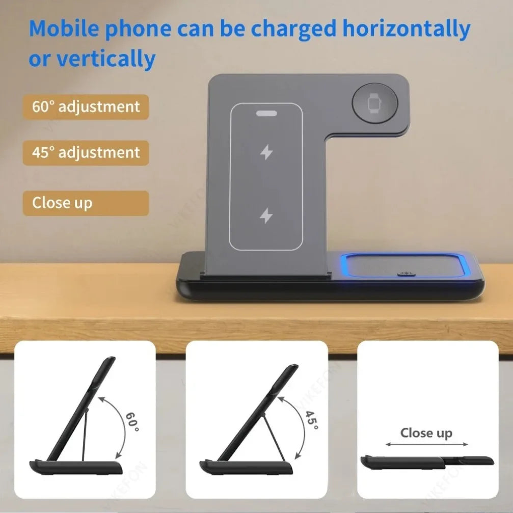 3-in-1 Wireless Charging Station – Fast Charger for iPhone, Apple Watch & AirPods