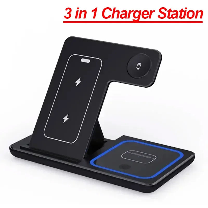 3-in-1 Wireless Charging Station – Fast Charger for iPhone, Apple Watch & AirPods